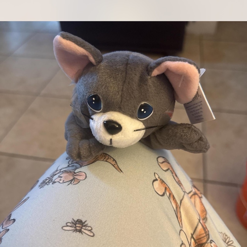 Precious Moments Gray Plush Cat with White Details